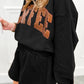 COFFEE Sequin Round Neck Long Sleeve Top and Shorts Set