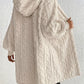Open Front Long Sleeve Fuzzy Hooded Jacket