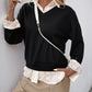 Perfee Faux Layered Contrast Long Sleeve Sweatshirt