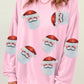 Christmas Themed Sequin Santa Patch Round Neck Sweatshirt