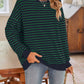 Lovelet Striped Round Neck Long Sleeve Sweatshirt