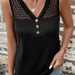 Full Size Black Lace Detail V-Neck Tank