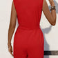 Lapel Collar Sleeveless Romper