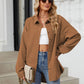 Collared Neck Long Sleeve Dropped Shoulder Shirt