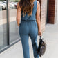 Drawstring Round Neck Sleeveless Jumpsuit