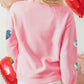 Valentine’s Day Blush Pink Sequin Heart Round Neck Long Sleeve Sweatshirt