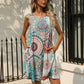 FULL SIZE Printed Round Neck Sleeveless Dress with Pockets