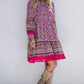 Smocked Floral Turtleneck Long Sleeve Dress