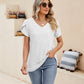 Eyelet Petal Sleeve V-Neck Knit Top