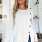 Slit Round Neck Long Sleeve T-Shirt