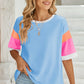 Lovelet Color Block Round Neck Half Sleeve T-Shirt