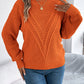 Openwork Round Neck Long Sleeve Sweater