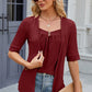 Full Size Eyelet Half Sleeve T-Shirt