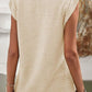 Opaque Basic Style Round Neck Cap Sleeve Blouse