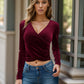 Surplice Long Sleeve Crop Top