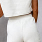 Textured Drawstring Hoodie and Shorts Set