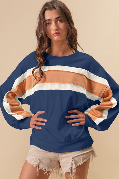 BiBi French Terry Color Block Cut Edge Detail Sweatshirt - Brand BiBi