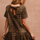 BiBi Tie Back Leopard Round Neck Short Sleeve Dress - Brand BiBi