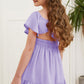 LITTLE GIRLS YOUTH Ruffle Hem Tie-Back Flutter Sleeve Dress