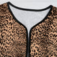 Perfee Leopard Open Front Long Sleeve Jacket