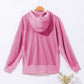 Waffle-Knit Pocketed Zip Up Hooded Jacket