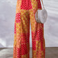 Full Size Drawstring Printed Wide Leg Pants