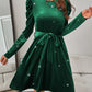 Glitter Round Neck Puff Sleeve Dress