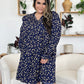 Double Take Full Size Printed Ruffle Hem Long Sleeve Dress