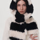 Fuzzy Contrast Striped Scarf