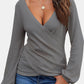 Waffle Knit Surplice Long Sleeve T-Shirt