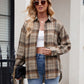 Pocketed Plaid Collared Neck Long Sleeve Shirt