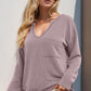 Double Take Striped Notched Long Sleeve T-Shirt