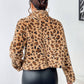 Fuzzy Turtleneck Leopard Zip Up Jacket