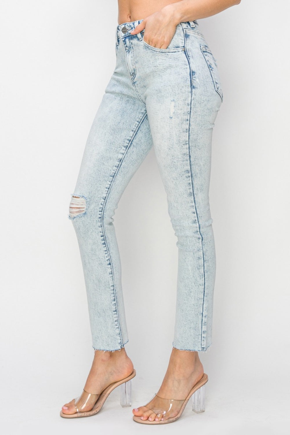 Risen Full Size High Rise Distressed Skinny Jeans *
