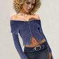 Double Take Ribbed Off-Shoulder Zip Up Long Sleeve Cardigan