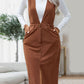 Perfee Slit Overall Dress with Pockets