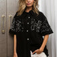 BiBi Sequin Detail Raw Hem Short Sleeve Shirt - Brand BiBi