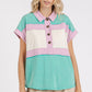 Mittoshop Color Block Henley Short Sleeve Polo Shirt