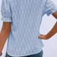 Texture Notched Short Sleeve Blouse