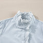 Lace Detail Striped Mock Neck Long Sleeve Shirt