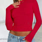 Solid Color Round Neck Long Sleeve T-Shirt