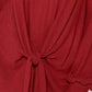 Super Lady Full Size Round Neck Knot Front Hacci Blouse