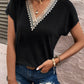 Full Size Lace Detail V-Neck Short Sleeve T-Shirt
