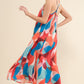 And the Why Printed Blue Multi Crisscross Back Cami Dress