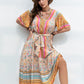 Plus Size Floral Tied Short Sleeve Midi Dress