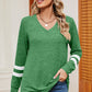 Striped V-Neck Long Sleeve T-Shirt