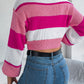 Color Block Round Neck Cropped Sweater