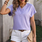 Textured Surplice Short Sleeve Blouse