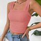 Full Size Textured Square Neck Wide Strap Tank