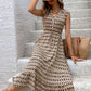 Tan Printed Johnny Collar Midi Dress
